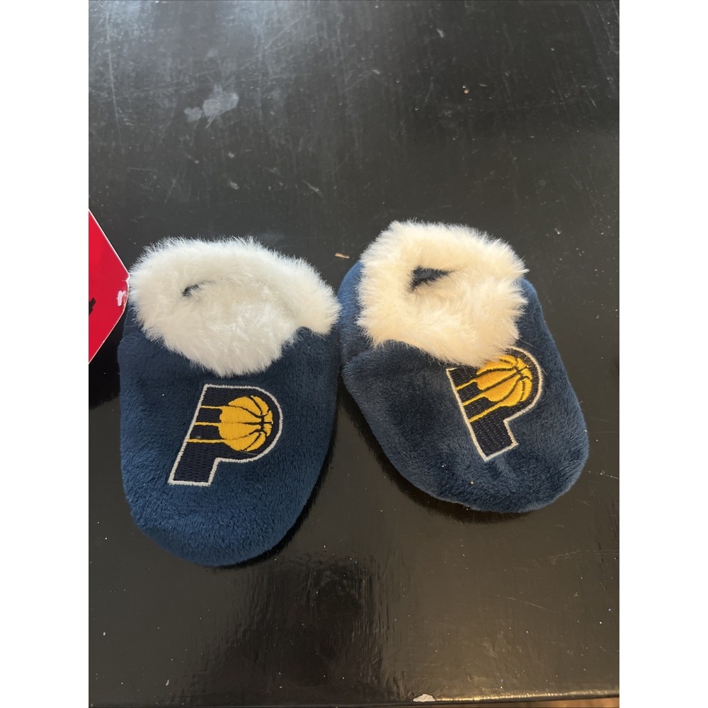 NWT Foco Indiana Pacers Infant Baby Slippers, Fur Ankle, Grippy Dots, Soft!‎